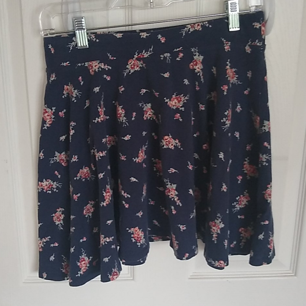 Blue Floral Printed Skirt